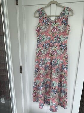 Talbots Tropical Knit V-Neck Sleeveless Maxi Dress SZ Small
